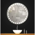 مرايا حمام مع إضاءة ليد دائرية، مقاس 70×70 سم