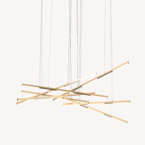 Modern Grid LED Chandelier Luxury Design, 140x45x120 cm, Gold | Abyat Company