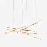 Modern Grid LED Chandelier Luxury Design, Size 140 x 45 x 120 cm, Gold Color