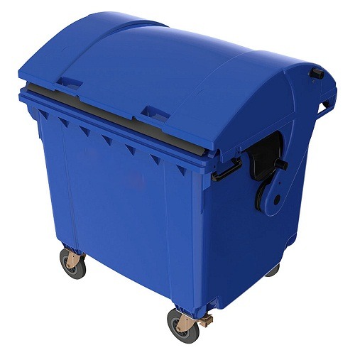 Plastic Waste Bin 1100 Liter Capacity Curved Lid Blue 1.37×1.06×1.46 m | Modern bin