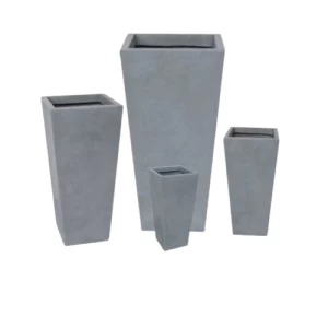 Fiberglass Planter Large Size 33x33x65 cm Gray Color | Zahrat Al Rayyan Establishment