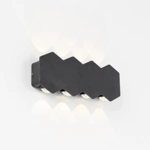 ابليك جداري LED للسور الخارجي بتصميم عصري، أبعاد 19×9×5 سم، لون اسود | 