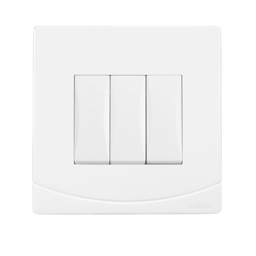 Electrical Light Switch 3 Gang 2 Way 10 Amp 7×7 cm White | Al Fanar