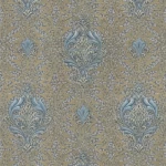 Italian Wallpaper Gold With Blue Color Classic Design, Size 10mx1.06m, Model RC19009