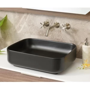Porcelain Above Counter Wash Basin Height 13 cm Size 50x40 cm Matte Black | Abyat Company