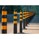 Vertical  Galvanized Steel Parking Crash Bollard, 5 inch, Height  120 cm, Black\Yellow Color