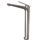 Brass Mixer for Sinks, Length 16.7 cm, Width 4.6 cm, 15 Bar Pressure, Matt Nickel Color