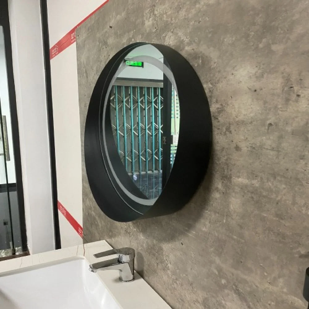 Lighted Mirror Circular Shape 80x80cm 4mm Thickness Black | Al Muhaidib Sanitary and Ceramic