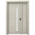 باب ونصف بريميوم خشب، رمادي، مقاس 160 × 235 سم، سمك 6 سم، موديل GDO5