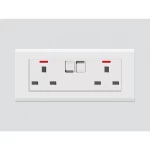 Double 13 Amp Triple Socket with Switch and Indicator Light, Art DNA Brand, White Color, Size 14×7 cm