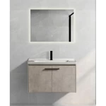 Single Basin Wooden Bathroom Wash Basin, Width 80 cm, Height 48 cm, Depth 46 cm, with LED Mirror