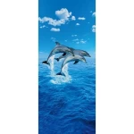 Mural image sea design, size 86×200cm, blue color