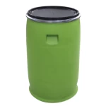 برميل نفايات بلاستيك مع غطاء وشريط قفل معدني