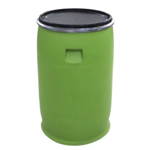 Plastic Open Top Drum 220 Liters Green with Lid and Metal Locking | AL-FURIDI FACTORY FOR PLASTIC INDUSTRIES