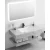 Ceramic Basin Artificial 60×50×20 cm Marble Sink with Porcelain surface and shelf, Marble gray Color, with LED Mirrors 
