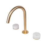 Italian Three-hole Washbasin Faucet, Matte Gold/White Carrara Marble, Weight 2.783  kg
