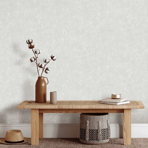 Plain Vinyl Wallpaper, size 15.6m×106cm, Light Gray Color