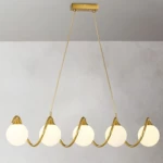 ثريا طولية حلزونية مودرن بـ 5 لمبات، لون ذهبي | ابيض، العرض 85 سم