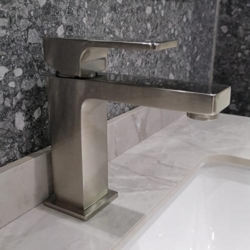 Italian Short Automatic Brass Washbasin Mixer, Light Bronze Color | Al Muhaidib Sanitary and Ceramic