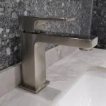 Italian Short Automatic Brass Washbasin Mixer, Light Bronze Color