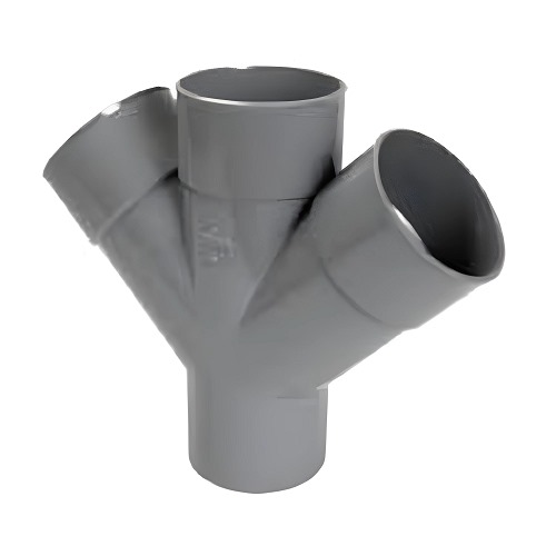 UPVC 45° Double Y Tee Size 50 mm, Length 128 mm, Grey Color | Cosmoplast