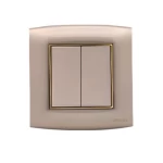 Electrical light switch 2 gang 2 way 20 Amp Omnia Brand AL-FANAR Size 7×7 cm Color Gold with Gold Ring