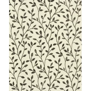 British Wallpaper Leaf-Patterned Design 10m x 0.53m Beige and Black, Model 20606 | Balbaid Decor Company