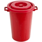Plastic Waste Bin, Dimensions 45×45×65 cm, Capacity 56 Liters, Red Color, Model GHAVS