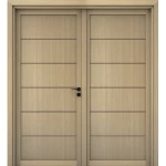 Double Wooden Door with Premium Design, Beige Color, Size 220 × 235 cm, Model BM01