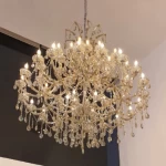 ثريا كريستال علاقي 9 ذراع، تصميم كلاسيكي، طول 110 سم، عرض 80 سم، لون ذهبي