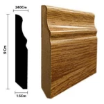 Colored Wooden Skirting, Length 240 cm, Height 9 cm, Brown Color, Model 1271