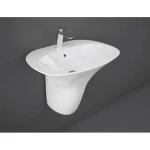 مغسلة لحمام نصف قاعدة، بمقاس 49.5×29×60 سم، لون أبيض جبال الألب | راك للخزف