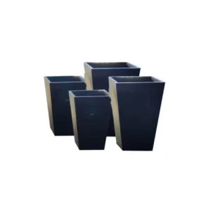 وعاء زرع فايبر جلاس 50x50x75 سم، لون رمادى غامق | مؤسسة زهرة الريان