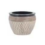 Ceramic vase Round shape size 33x42 cm beige color