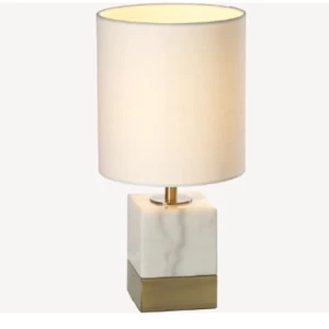Table Lamp White with Copper, Dimensions 24x24x42 cm | Abyat Company