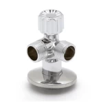 محبس مياه زاوية صيني نحاس مقاس 1/2 بوصه، لون كروم، مخرجين