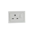 English Socket K1 with Switch, White Finish, Size 7×7 cm, 13 Ampere