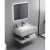 Shiny Artificial Marble Wash Basin With LED Mirrors and Shelf, Gray Color, Size 80×50×25 cm