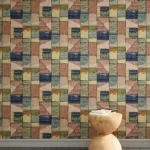 ورق حائط  تصميم هندسي ازرق داكن، طول 10 م، عرض 50 سم