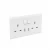 فيش 13 امبير مزدوج ثنائي القطبية مع مخرجين USB، مقاس 14×7 سم، لون ابيض، براند أي بي بي