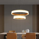 Modern LED Circle Chandelier 2 Lights, Adjustable Dimensions from 40 cm to 1.5 m, 150 cm Wire Length