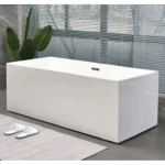 Golden Acrylic Rectangular Shape Bathtub White, Size 75x160 cm