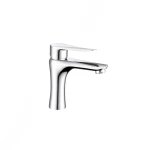 Silver Bathroom Washbasin Faucet , Chrome Color