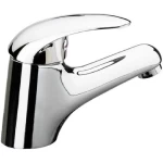 Italian Automatic Washbasin Tap, Brass, Chrome, Short Neck 