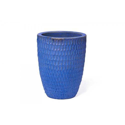Ceramic Vase Cylinder Shape Width 42 cm Length 55 cm Blue | Sultan Garden Center
