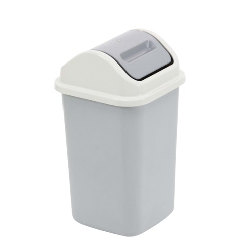 HDPE Plastic Waste Bin with Swivel Square Lid, Large Size, Gray, Model SEZ1V | AL-FURIDI FACTORY FOR PLASTIC INDUSTRIES