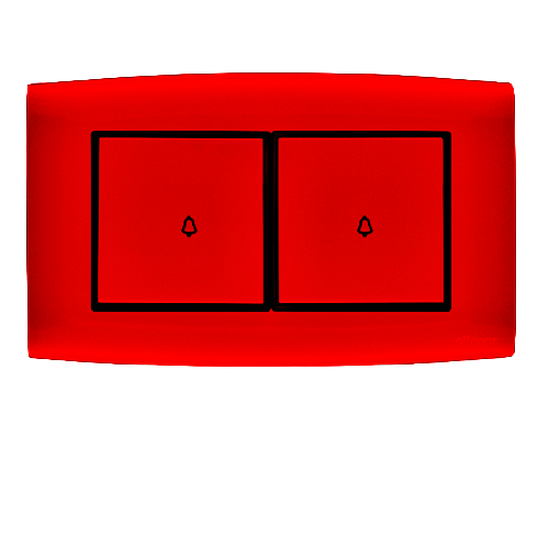 Bell Push Switch 2 Gang 10 Amp Omnia 14×7 cm Red with Black Ring | Al Fanar