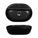 Oval Shape Ceramic Counter Top WashBasin 12×30×43 cm, Matt Black