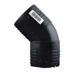 كوع بلاستيك HDPE زاوية 45° لحام كهرباء، مقاس 250 مم، طول 420 مم، أسود | شركة UPI 