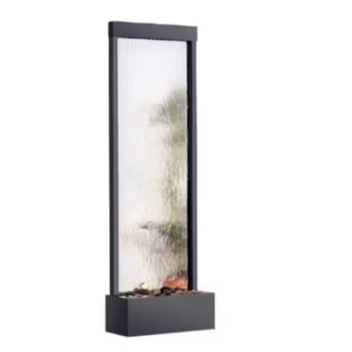 Illuminated Stainless Steel Decorative Waterfall 61x183 cm, Black | Zahrat Al Rayyan Establishment